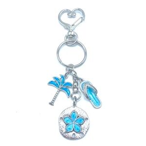 Tropical Keychain Bag Charm Bohemian Style Sand Dollar Palm Tree Flip Flop